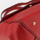 MCM Hand Bag Leather Red Gold Auth bs33111-16