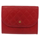 CHANEL Matelasse Chain Shoulder Bag Lamb Skin Red Gold CC Auth bs33112-2