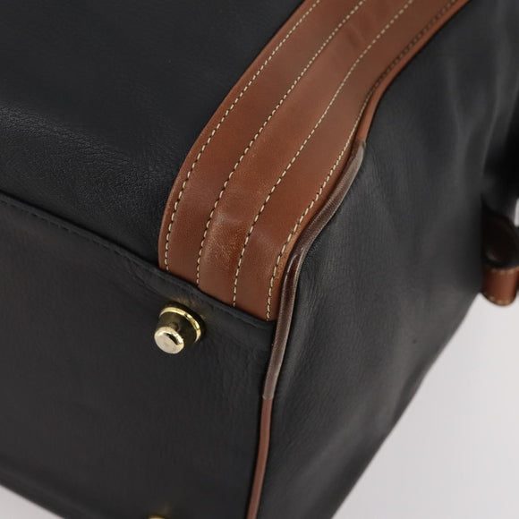 BALENCIAGA Boston Bag Leather Black Gold Auth bs33113