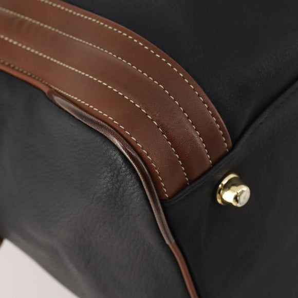 BALENCIAGA Boston Bag Leather Black Gold Auth bs33113
