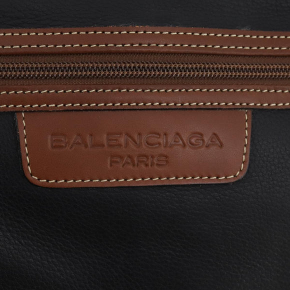 BALENCIAGA Boston Bag Leather Black Gold Auth bs33113