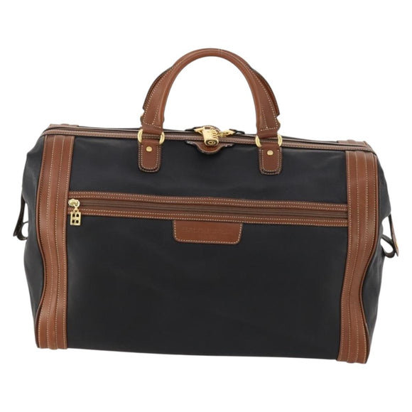 BALENCIAGA Boston Bag Leather Black Gold Auth bs33113
