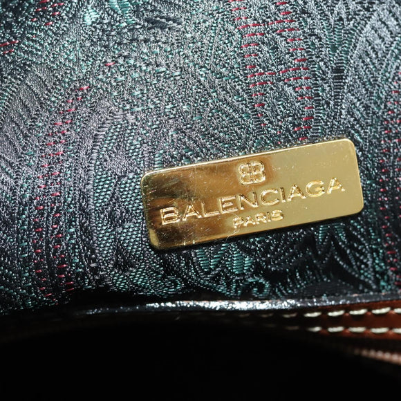 BALENCIAGA Boston Bag Leather Black Gold Auth bs33113
