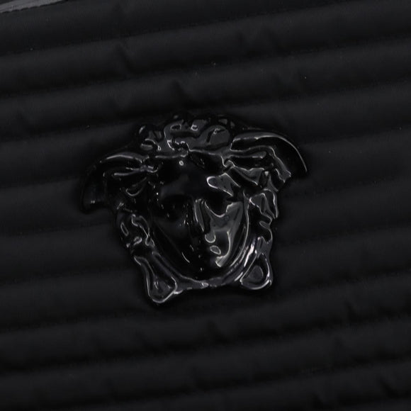 VERSACE Boston Bag Nylon 2way Black Silver Auth bs33114