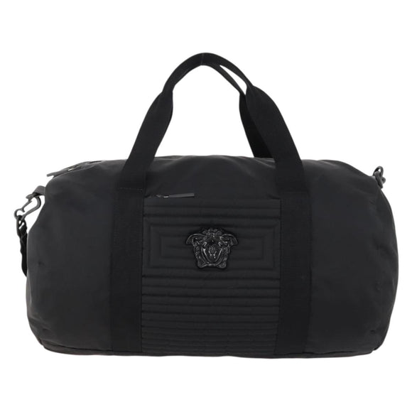VERSACE Boston Bag Nylon 2way Black Silver Auth bs33114
