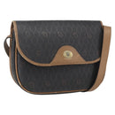 Christian Dior Honeycomb Canvas Shoulder Bag PVC Black Gold Auth bs33115-1