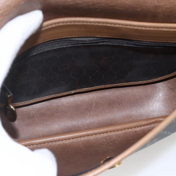 Christian Dior Honeycomb Canvas Shoulder Bag PVC Black Gold Auth bs33115