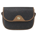 Christian Dior Honeycomb Canvas Shoulder Bag PVC Black Gold Auth bs33115-2