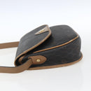 Christian Dior Honeycomb Canvas Shoulder Bag PVC Black Gold Auth bs33115-4