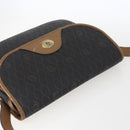 Christian Dior Honeycomb Canvas Shoulder Bag PVC Black Gold Auth bs33115-6