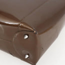 Christian Dior Maris Pearl Hand Bag Patent leather Brown Silver Auth bs33117-9