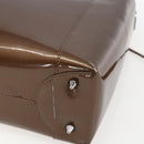 Christian Dior Maris Pearl Hand Bag Patent leather Brown Silver Auth bs33117-15