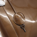 Christian Dior Maris Pearl Hand Bag Patent leather Brown Silver Auth bs33117-10