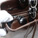 Christian Dior Maris Pearl Hand Bag Patent leather Brown Silver Auth bs33117-17