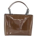 Christian Dior Maris Pearl Hand Bag Patent leather Brown Silver Auth bs33117-13
