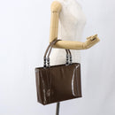 Christian Dior Maris Pearl Hand Bag Patent leather Brown Silver Auth bs33117-23