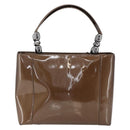 Christian Dior Maris Pearl Hand Bag Patent leather Brown Silver Auth bs33117-2