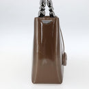 Christian Dior Maris Pearl Hand Bag Patent leather Brown Silver Auth bs33117-3