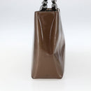 Christian Dior Maris Pearl Hand Bag Patent leather Brown Silver Auth bs33117-4