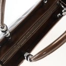 Christian Dior Maris Pearl Hand Bag Patent leather Brown Silver Auth bs33117-6