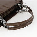 Christian Dior Maris Pearl Hand Bag Patent leather Brown Silver Auth bs33117-7