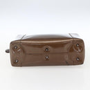 Christian Dior Maris Pearl Hand Bag Patent leather Brown Silver Auth bs33117-5