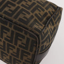 FENDI Zucca Canvas Hand Bag Brown Black Silver Auth bs33118-8