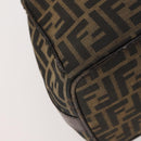 FENDI Zucca Canvas Hand Bag Brown Black Silver Auth bs33118-15