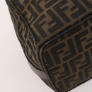 FENDI Zucca Canvas Hand Bag Brown Black Silver Auth bs33118-17