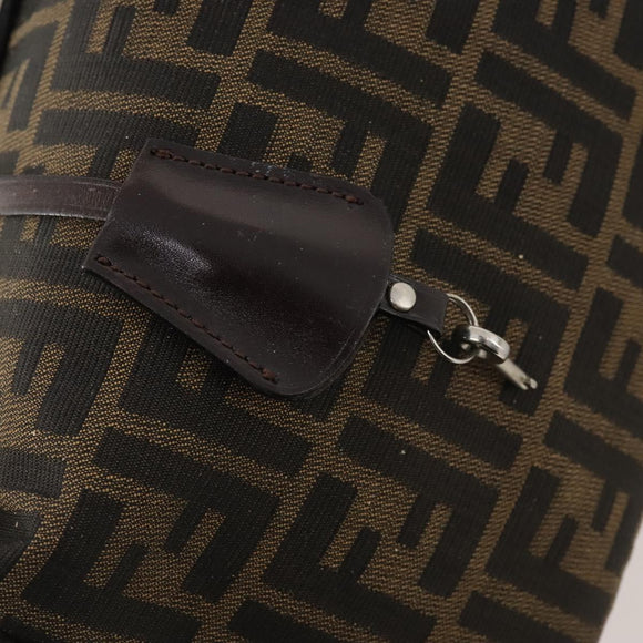 FENDI Zucca Canvas Hand Bag Brown Black Silver Auth bs33118