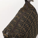 FENDI Zucca Canvas Hand Bag Brown Black Silver Auth bs33118-10