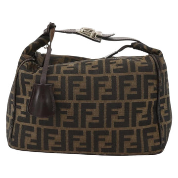 FENDI Zucca Canvas Hand Bag Brown Black Silver Auth bs33118 - 0