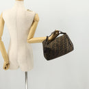 FENDI Zucca Canvas Hand Bag Brown Black Silver Auth bs33118-24