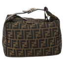 FENDI Zucca Canvas Hand Bag Brown Black Silver Auth bs33118-2