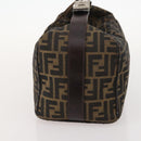 FENDI Zucca Canvas Hand Bag Brown Black Silver Auth bs33118-3