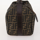 FENDI Zucca Canvas Hand Bag Brown Black Silver Auth bs33118-4