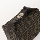 FENDI Zucca Canvas Hand Bag Brown Black Silver Auth bs33118-6