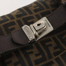 FENDI Zucca Canvas Hand Bag Brown Black Silver Auth bs33118-7