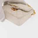 CHANEL Matelasse Key Holder Lamb Skin White Gold CC Auth bs33121-14