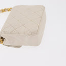 CHANEL Matelasse Key Holder Lamb Skin White Gold CC Auth bs33121-15