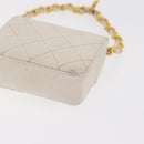 CHANEL Matelasse Key Holder Lamb Skin White Gold CC Auth bs33121-16