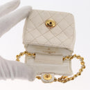 CHANEL Matelasse Key Holder Lamb Skin White Gold CC Auth bs33121-10