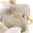 CHANEL Matelasse Key Holder Lamb Skin White Gold CC Auth bs33121-11