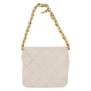CHANEL Matelasse Key Holder Lamb Skin White Gold CC Auth bs33121-2