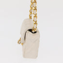 CHANEL Matelasse Key Holder Lamb Skin White Gold CC Auth bs33121-3