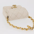 CHANEL Matelasse Key Holder Lamb Skin White Gold CC Auth bs33121-6