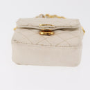 CHANEL Matelasse Key Holder Lamb Skin White Gold CC Auth bs33121-5