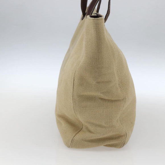 CHANEL Tote Bag Canvas Beige Gold CC Auth bs33123