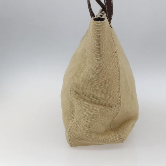 CHANEL Tote Bag Canvas Beige Gold CC Auth bs33123