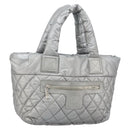 CHANEL Cococoon Tote Bag Coated Canvas Silver CC Auth bs33124-1